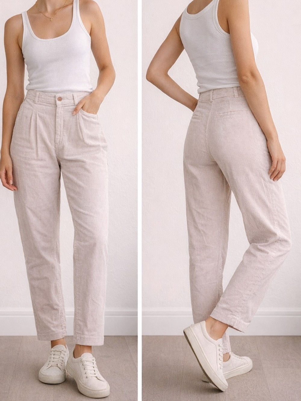 Vintage 80s Sears Pink Corduroy High Rise Crop Pants Women’s 28 Waist